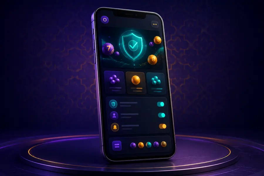 Smartphone showing a secure abstract Y Lottery app interface