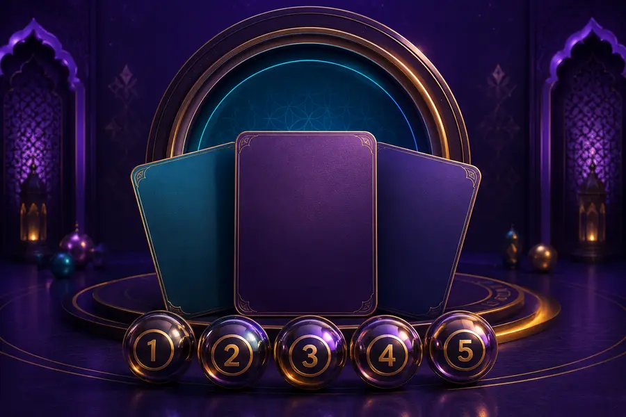 Premium abstract lottery game cards and numbered balls